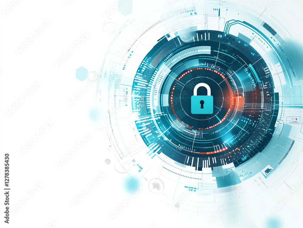 Aufkleber secure digital lock icon in futuristic technology background, symbolizing cybersecurity and data pro