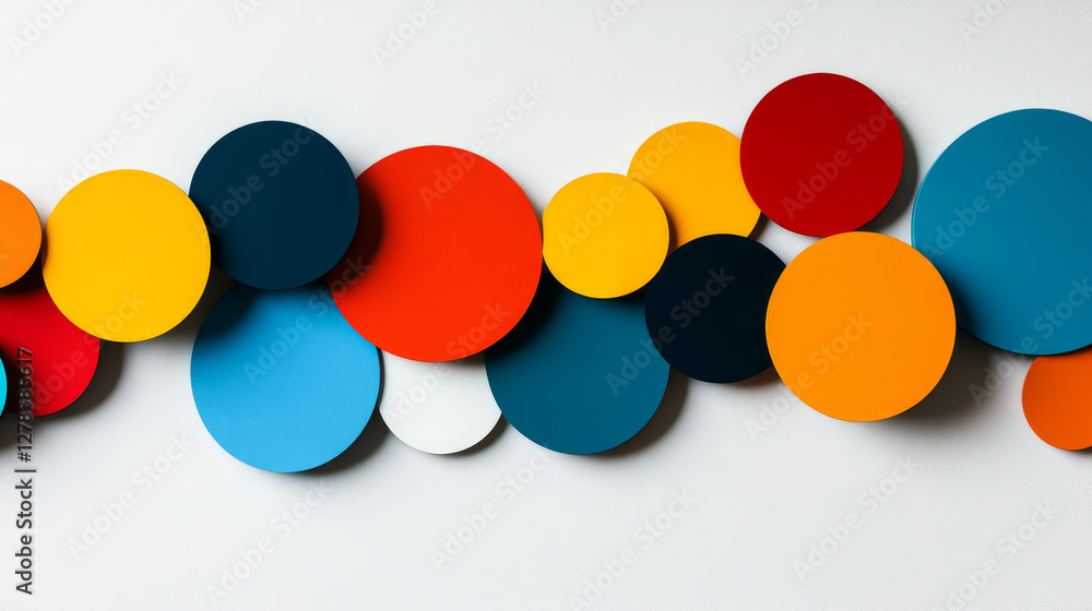 Poster set of abstract template banner with simple volume color circles