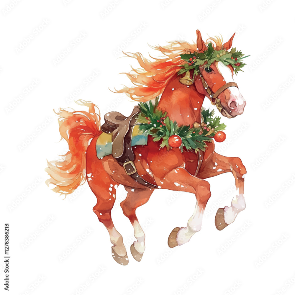 Poster a unicorn with a crown of flowers on its head and a star on its mane. the unicorn is running through