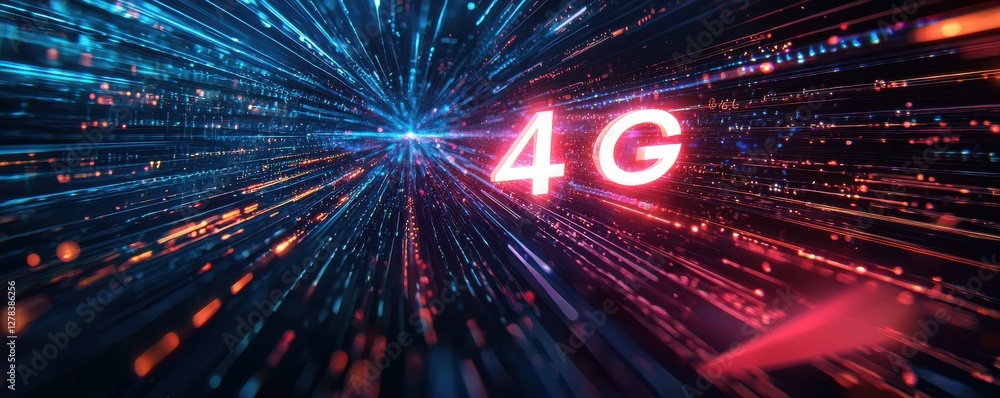 Aufkleber dynamic visualization depicting high-speed 4g data connection with digital effects