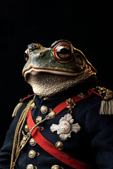 Frog in a historic uniform