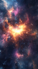 Fototapeta premium Avibrantnebulawithfieryorangeandpinkhues,setagainstabackdropofdarkspacespeckledwithstars.