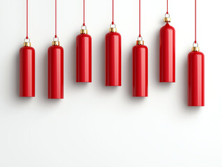 Red decorative lanterns hanging on white wall, creating festive atmosphere. Perfect for celebrations and cultural events