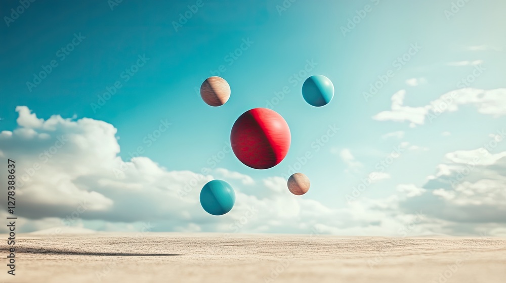 Poster a surreal modern physics experiment where gravity distorts reality, making objects appear weightless