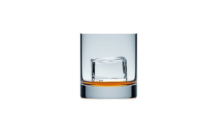 Sipping a single glass of whisky with a large ice cube a transparent background