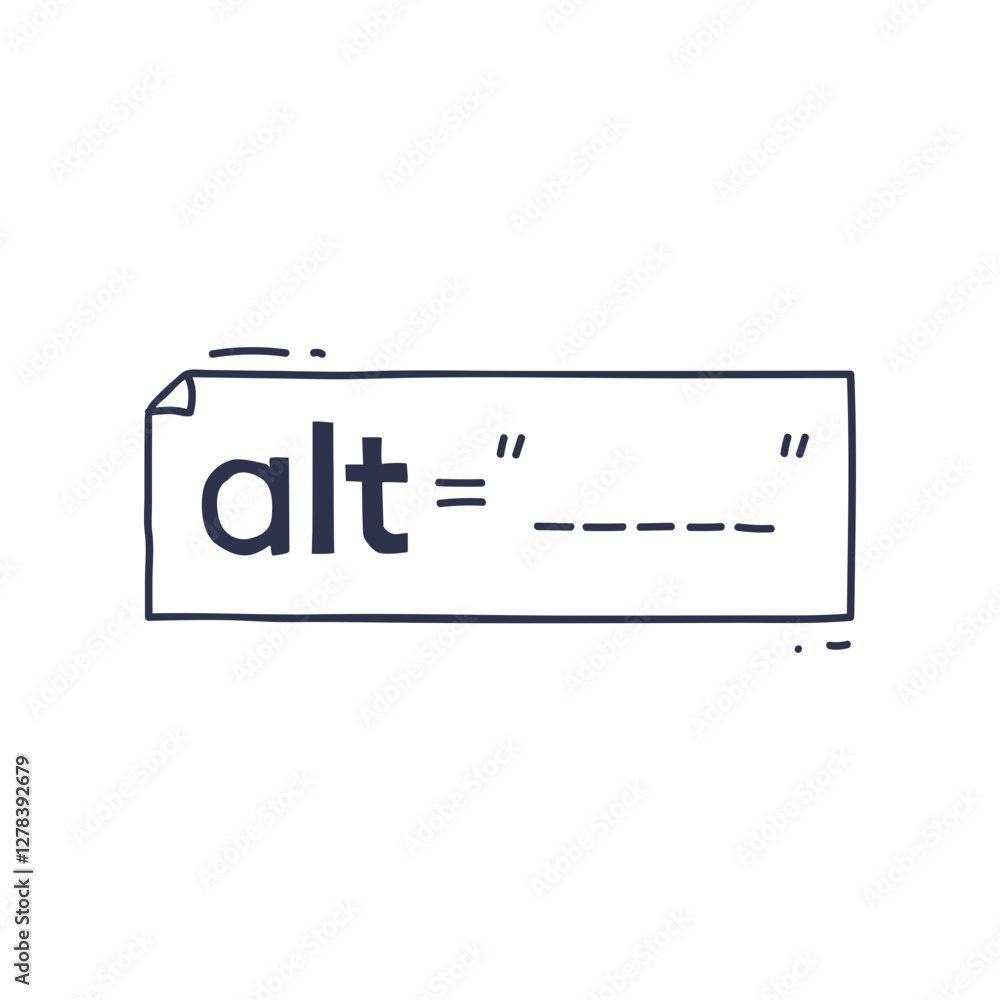 Poster illustration of an alt text tag, emphasizing web accessibility and seo.
