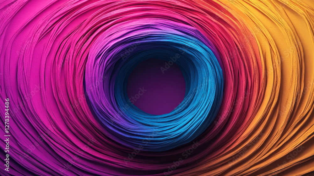 Poster Vibrant Abstract Swirling Colors in Circular Pattern Design