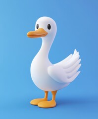 Obraz premium An arafed duck poses gracefully on a vibrant blue surface, complemented by a matching blue background, showcasing its unique features and colors.