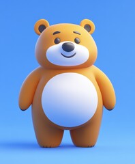 Obraz premium A 3D rendering showcases an adorable teddy bear characterized by its large belly and charming features, evoking warmth and nostalgia.