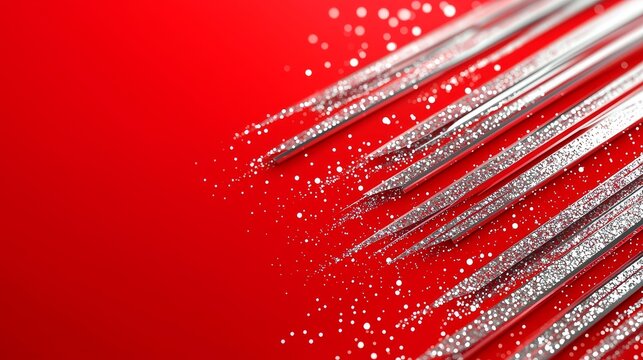 Sparkling glitter effect on bright red background macro photography vibrant colorful composition
