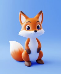 Obraz premium A small toy fox rests on a vibrant blue surface, showcasing its playful design and inviting presence in a bright setting.