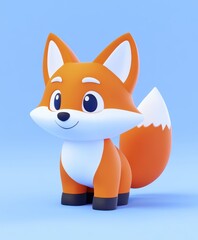 Obraz premium A small toy fox rests on a vibrant blue surface, showcasing its playful design and bright colors, perfect for imaginative play or decoration.
