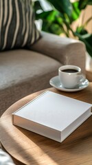 Cozy Living Room Scene with Book and Coffee
