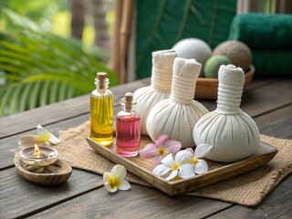 Thai massage using essential oils, including the scent of incense to promote relaxation.