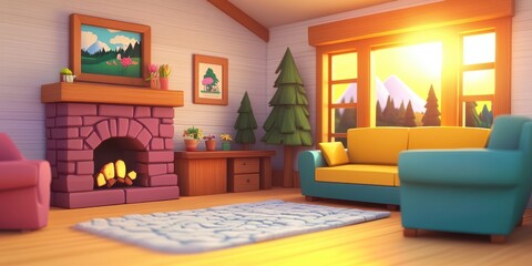 A cozy living room featuring a warm fireplace, comfortable couch, and inviting decor for relaxation and gatherings.