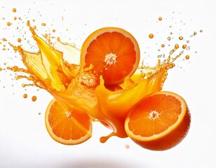 Natural Hydration � Juicy Orange with Water Splash Depicting Fresh Taste