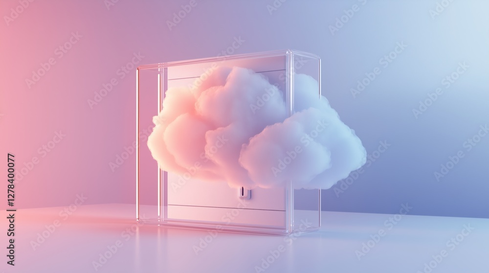 Poster cloud based file storage cloud in a transparent cube display