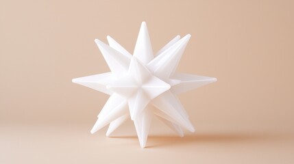 Artistic white star-shaped sculpture minimalist studio 3d render soft lighting modern aesthetics