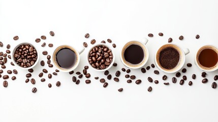 Aromatic Coffee Cups and Beans - A Perfect Morning Brew