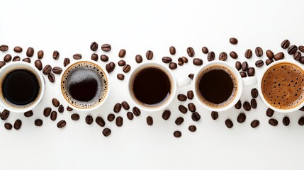 Obraz premium Aromatic Coffee Cups with Coffee Beans