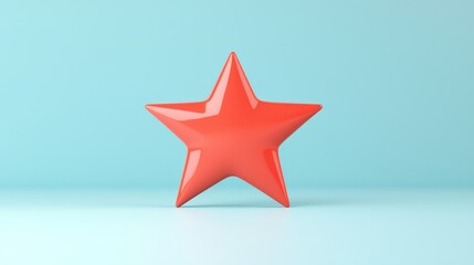 Fototapeta premium Dynamic red star shape on light blue background graphic design minimalist style digital art
