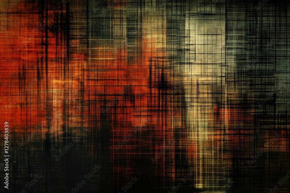 Poster abstract modern art image with lines and textures in dark tones