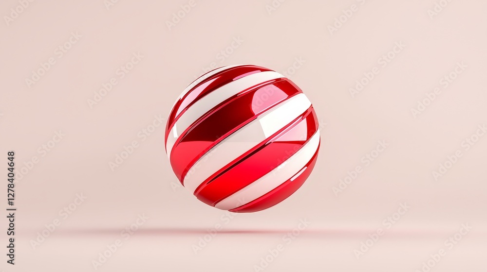 Poster dynamic red and white swirling sphere minimalistic studio 3d render modern design eye-level view vis