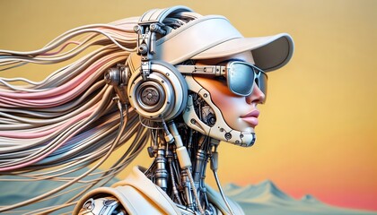 Obraz premium Ciborg Glamour: Belleza Futurista