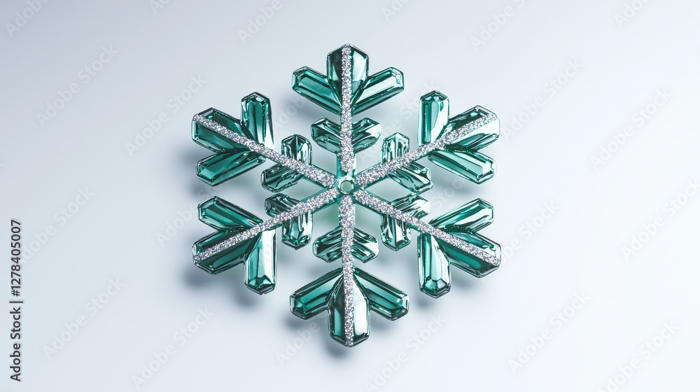 Poster intricate frosted snowflake design studio setting close-up shot elegant environment macro view winte