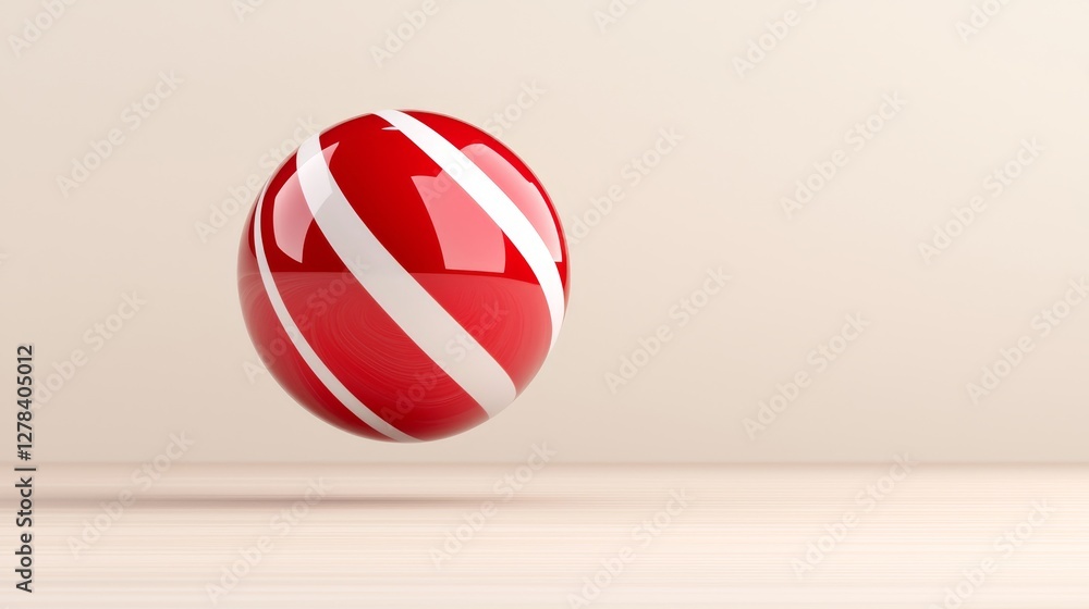 Poster bouncing red sphere in minimalist studio setting 3d render calm environment dynamic vantage point