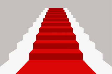 stairs with red carpet isolated on white