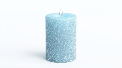 Glittering blue candle studio product photography minimalistic setting close-up decorative concept