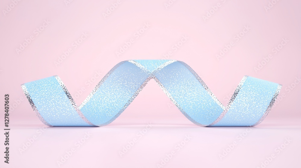 Aufkleber dynamic blue ribbon twisting display minimalist studio digital art soft pastel background abstract p