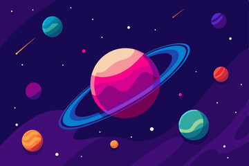 vector illustration of a spaceship and the planet
