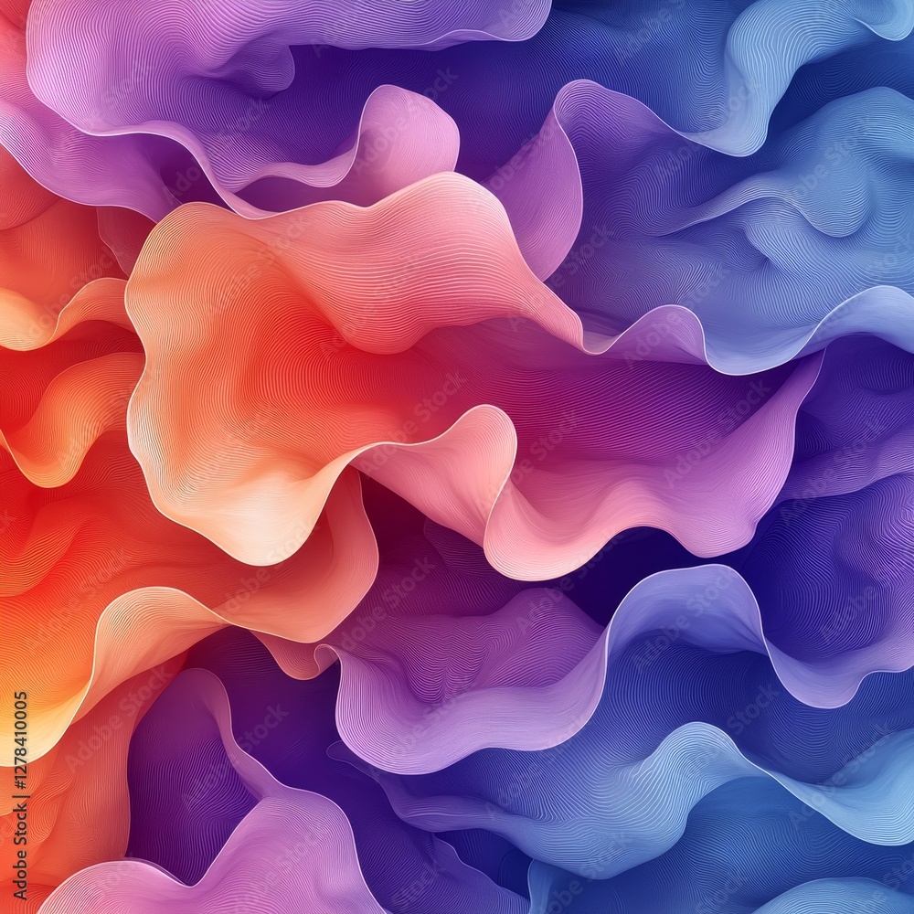 Aufkleber abstract colorful waves creating dynamic patterns in vibrant background art design digital environme