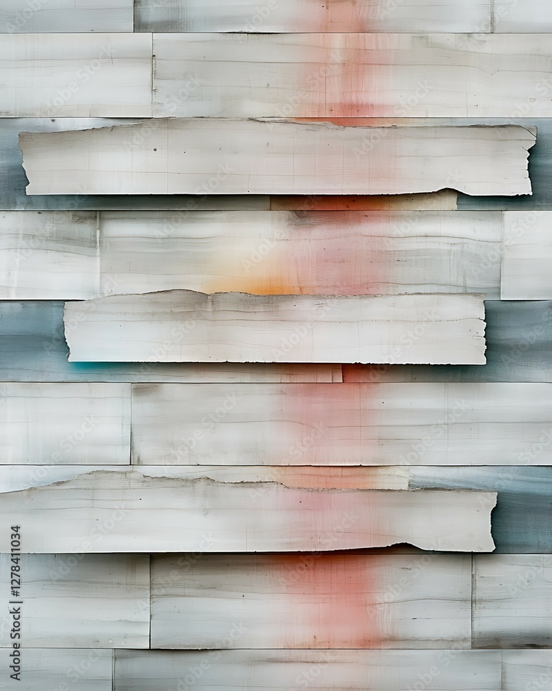 Poster an abstract composition featuring layered, textured strips with subtle color gradients and a minimal