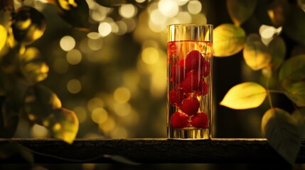 A Stunning Glass of Raspberry Drink in a Nature Setting