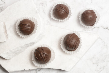 Classic chocolate truffles coated in dark chocolate
