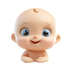 Adorable 3D Rendered Baby Emoji Symbol Isolated on White Background