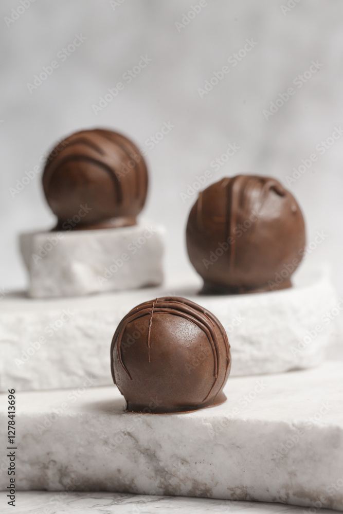 Wall mural Classic chocolate truffles coated in dark chocolate