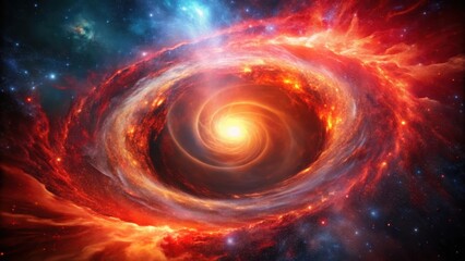 Obraz premium Swirling Red Smoke in Cosmic Vortex, mystical energy, galaxy, mystical energy, galaxy
