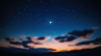 Obraz premium Bright Star Night Sky Dusk Landscape Hopeful