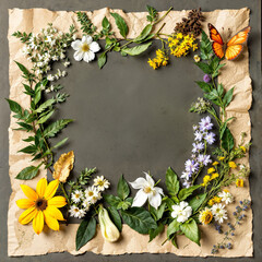 Florales Rahmen-Design mit Blumen und Blättern als elegantes Natur-Layout