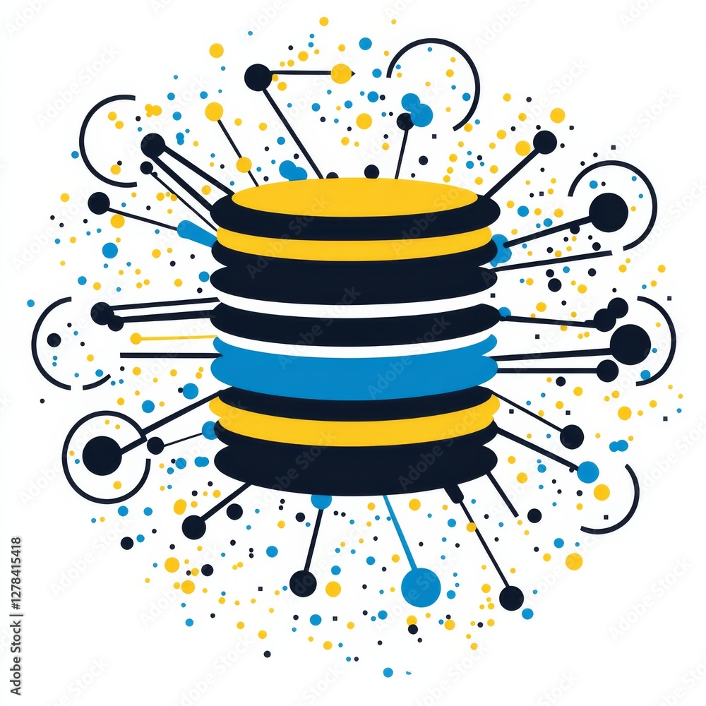Poster abstract data storage: a circular, layered design illustrating connectivity and information dissemin