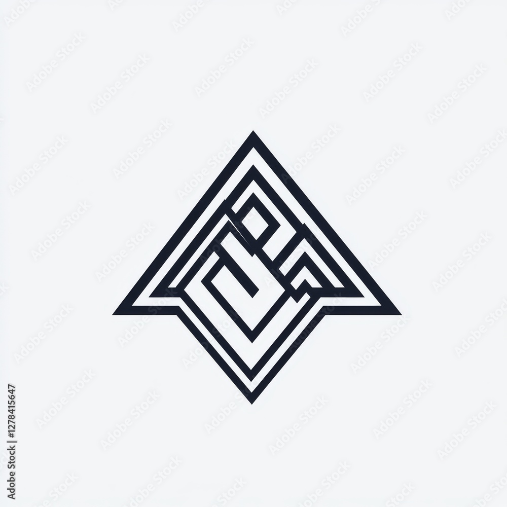 Aufkleber abstract geometric design with interlocking triangles and square elements on a white background.