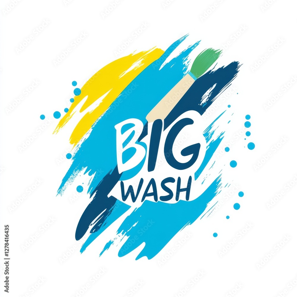 Poster big wash artistic logo with colorful brush strokes and splatters on a white background - vector illu