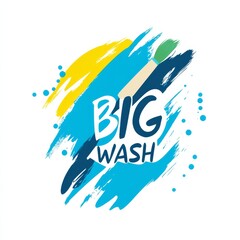 Fototapeta premium Big Wash Artistic Logo with Colorful Brush Strokes and Splatters on a White Background - Vector Illustration