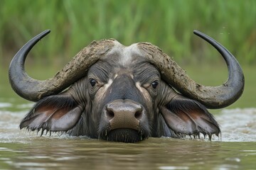Obraz premium Isan Thailand: Siam Water Buffalo Grazing in Lush Green Field
