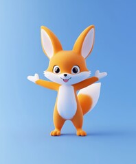 Obraz premium A vibrant cartoon fox with outstretched arms, showcasing its playful and lively character in a close-up view.