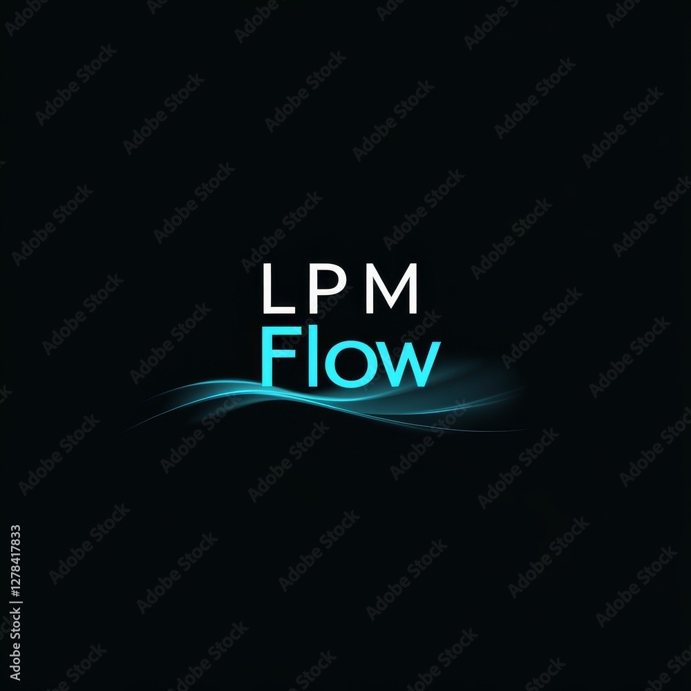 Poster elegant lpm flow logo with blue waves and dark background - professional abstract design